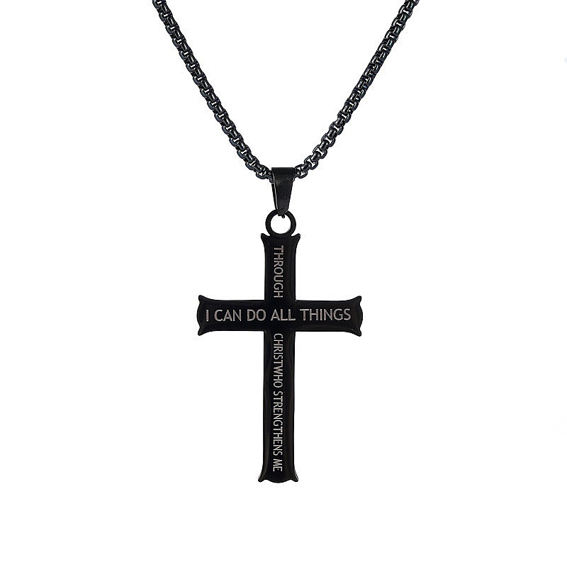 Amazon explosions men's fashion personality cross stainless steel necklace hip hop niche autumn and winter sweater chain wholesale