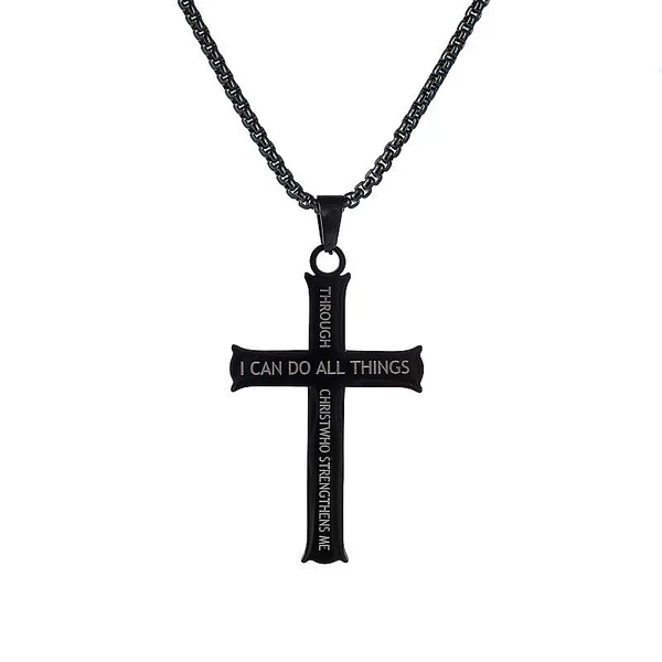 Amazon explosions men's fashion personality cross stainless steel necklace hip hop niche autumn and winter sweater chain wholesale