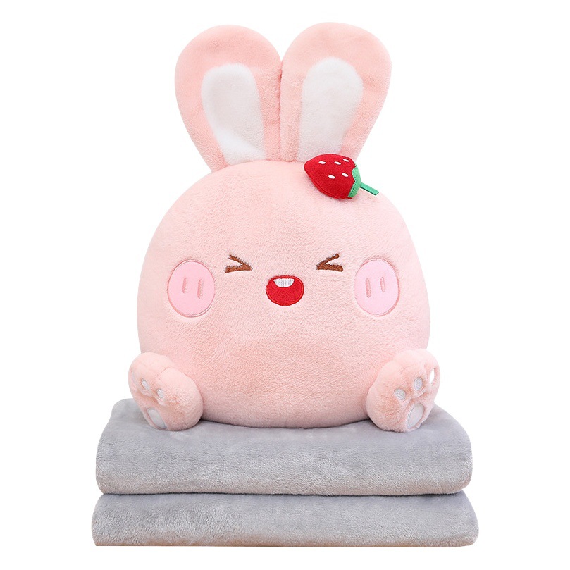 Almohada de conejo edredón de doble uso engrosada almohada de siesta en coche almohada Interior Oficina plegable dos en uno