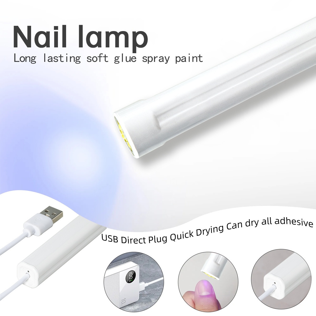 Lámpara de uñas de mano pequeña lámpara de uñas portátil plug-in Spotlight mini lámpara de fototerapia lámpara de cocción de uñas de secado rápido
