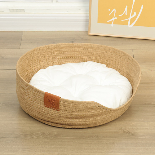 [Factory] Wholesale New Japanese Cat Nest Long Fur Pet Bed Round Pet Bed Cushion Deep Sleep Warm Dog Bed