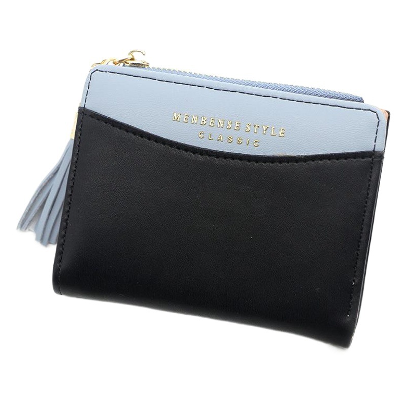 Nueva moda de las mujeres cortas cremallera billetera estilo coreano simple todo-fósforo estudiante monedero oscuro Plaid cartera