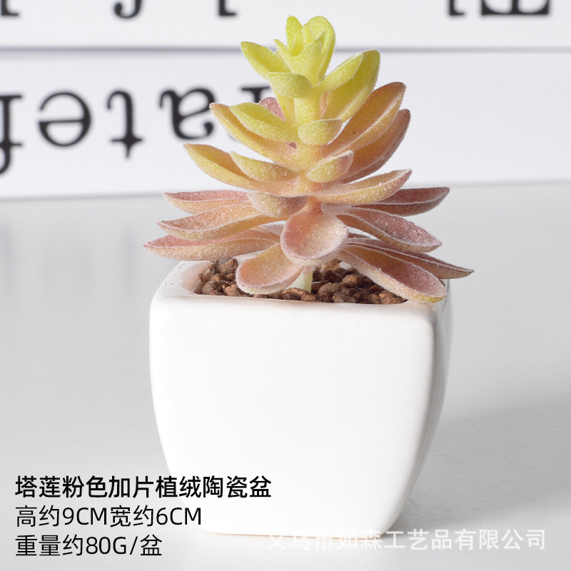 Simulación de cerámica bonsai de carne doméstica decoración de escritorio de oficina plantación verde maceta props de disparo maceta combinada artificial image 31