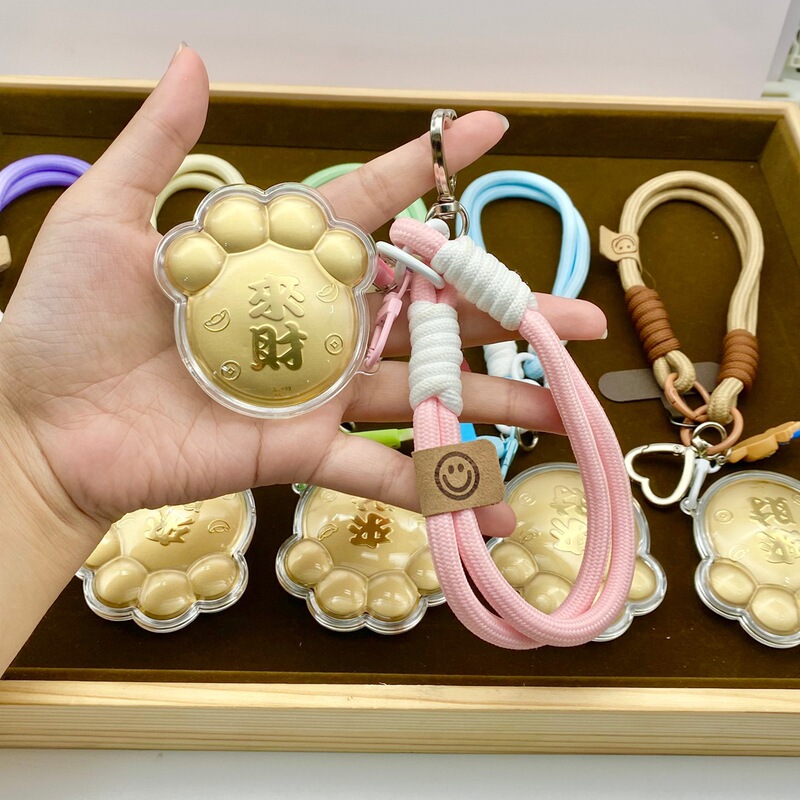 足金999来财招财喵猫爪手机链绳挂件双面饰品招财纳福御守猫礼物|undefined