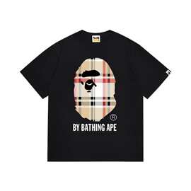 跨境外贸BAPE TShirt潮牌短袖男女印花猿人头宽松情侣休闲T恤