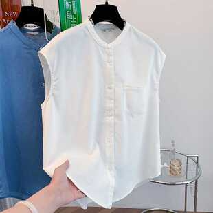2025 Summer Commuting Classic Cotton and Linen Breathable Round Neck Sleeveless Shirt