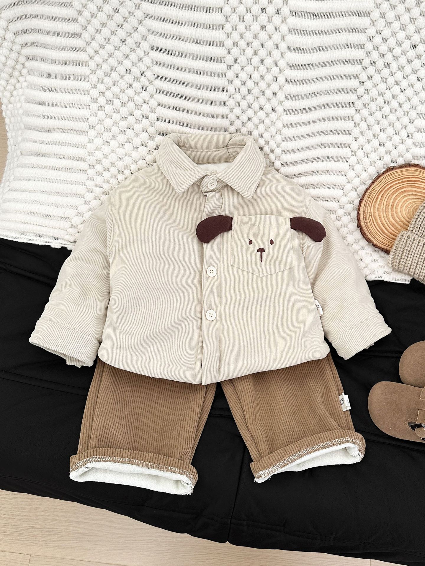 Camisas de algodón para niños frescos en invierno guapo bebé con camisa de terciopelo, abrigo, ropa de invierno para bebés