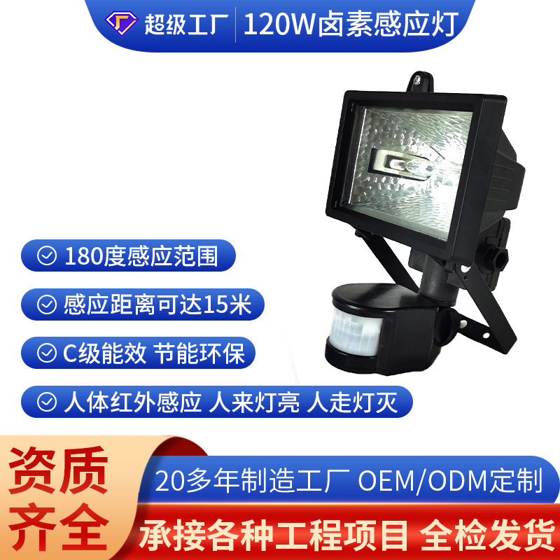 120W150W Outdoor Garden Light, Human Body Sensor Street Light, Waterproof Sensor Light, Halogen Wall Light, Floodlight, High Power