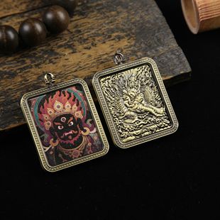 [Dawid Vajra] Retro Gawu Box Mineral Sand Thangka Portrait Tag Pendant Portable Buddha Card Gold Painting Core