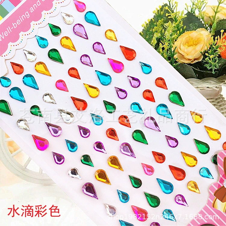 Crystal Patch Acrylic Gem Stickers, Plum Blossom & Heart Designs, 18 × 8.5 cm