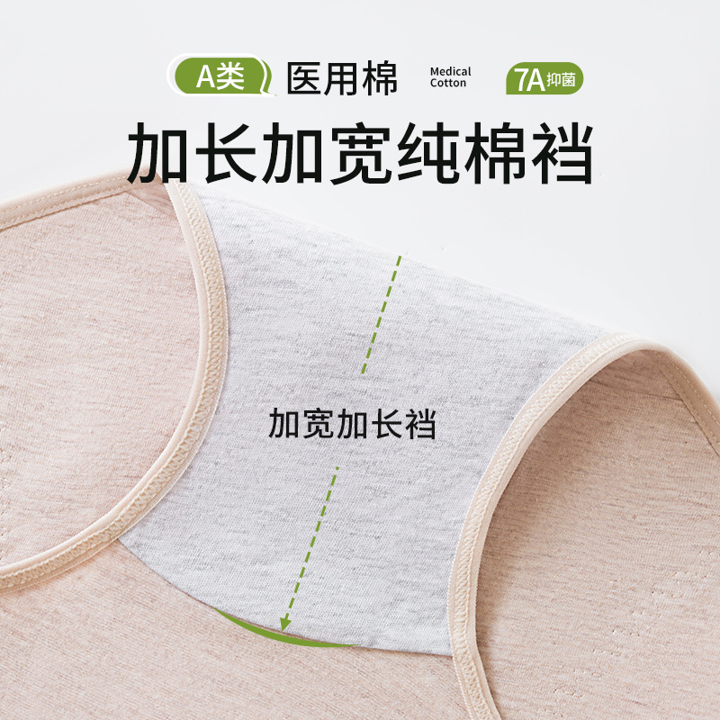 200 kg de gran tamaño ~ El nuevo algodón antibacteriano 7A, entrepierna alargada, cintura media, anti-fugas laterales, ropa interior especial para niñas durante el período menstrual
