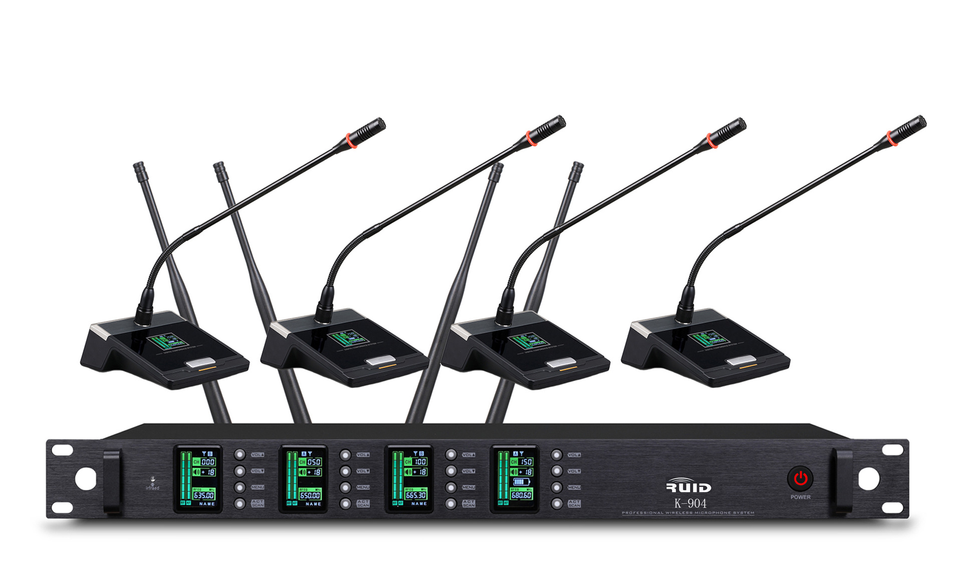 锐迪/RUID K-904专业无线会议话筒一拖四会议麦克风演出主持话筒