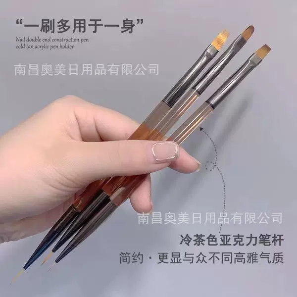 Premium Nail Art Pen Set, Multi-Purpose Dual-Ended Construction Pen, Specialized for Line Drawing and Sweeping, Multifunctional Flat and Round Tips for Gel Painting