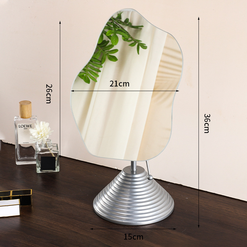 Iron Art Studio Espejo de arte irregular Escritorio de dormitorio de estudiantes Espejo de tocador de una cara Nube Espejo de maquillaje de forma especial