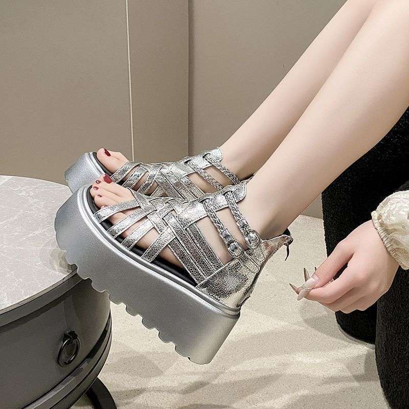 Designed High-Top Roman Sandals for Women, Summer New Fashion 7cm Thick-Soled High-Heeled Open-Toe Woven Roman Sandals Designed High-Top Roman Sandals for Women, Summer New Fashion 7cm Thick-Soled High-Heeled Open-Toe Woven Roman Sandals