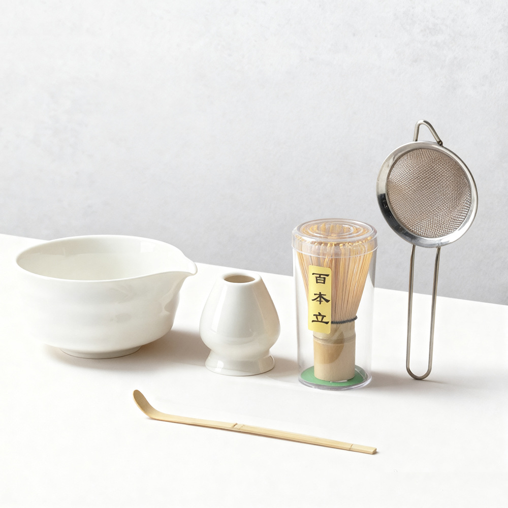 Conjunto de herramientas de matcha de cerámica transfronteriza con cuenco de boca, herramientas de orden de té, cuenco de matcha japonés con conjunto de paneles de té