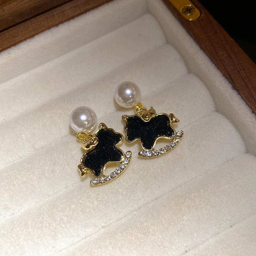 Oro verdadero eléctrico galvanis colgante de piedra pony pendientes collar ligero lujo nicho universal conjunto temperamento alta sensación de joyería mujer