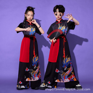 Primary School Students' Performance Clothing Chinese Style Children's Performance Clothing Sports Meeting Clothing Martial Arts Style Children's Stage Clothing Summer