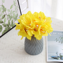 高仿真6頭手感蕙蘭 假花仿真花 絹花客廳家居裝飾花