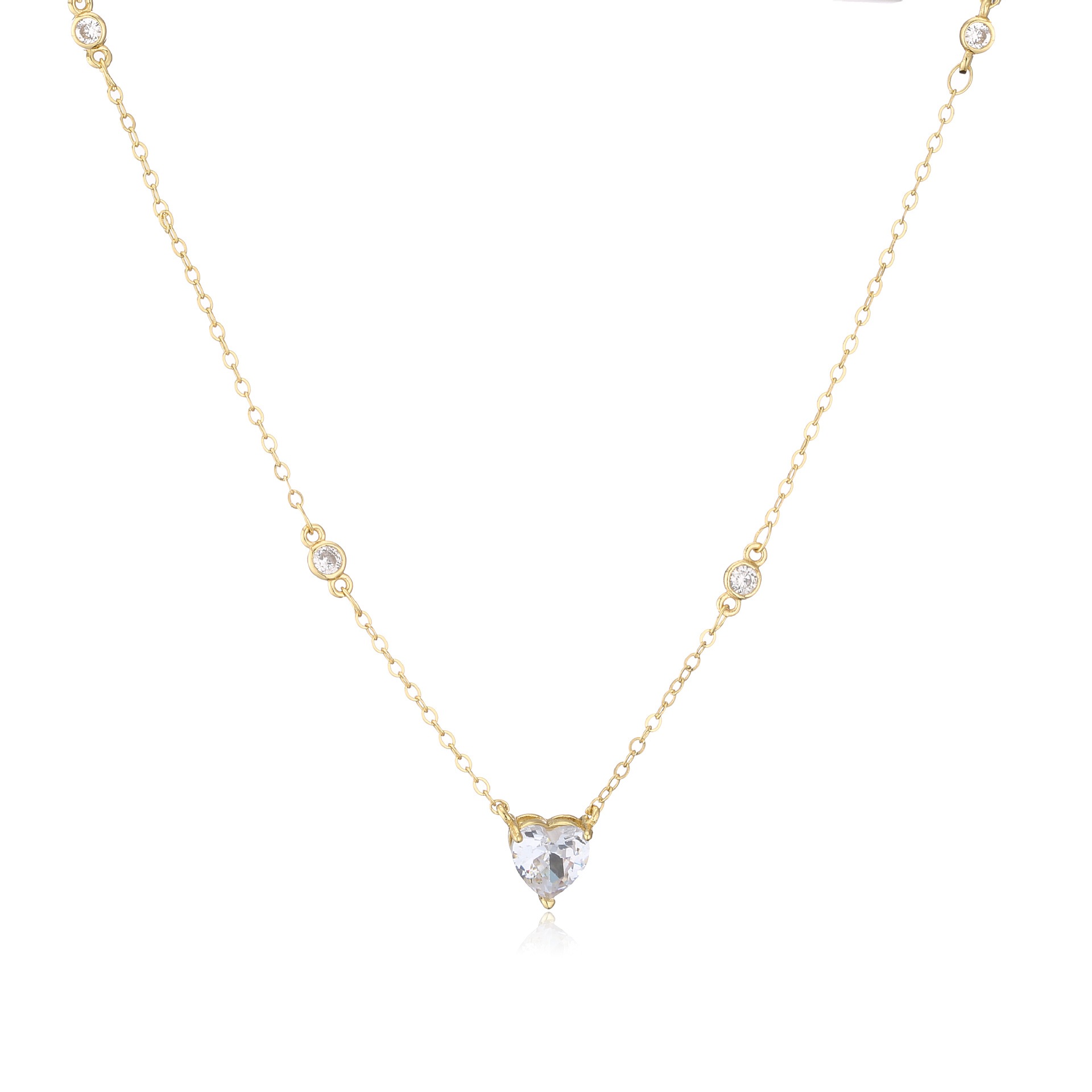 fashion copper Micro Inlaid Zircon Pink Diamond Heart pendant Necklace