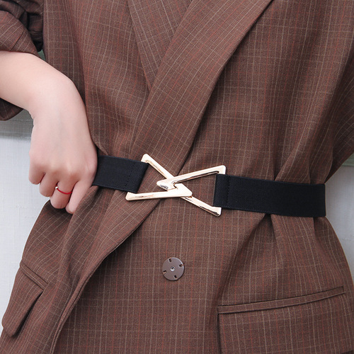 Metal buckle belt for women ins style fashion decorative skirt belt with sweater dress suit elastic elastic belt