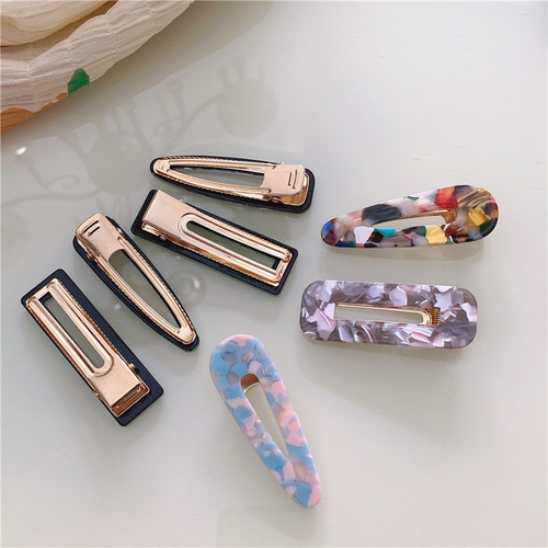 Hallyu Korean Dongdaemun Ins Acrylic Hairpin Acrylic Edge Clip Fashion Hair Accessory Cute Hair Accessory for Women