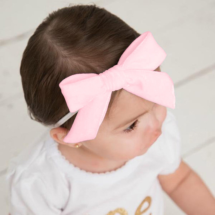 Baby Solid Color Velvet Stretch Seamless Nylon Bow Headband display picture 5