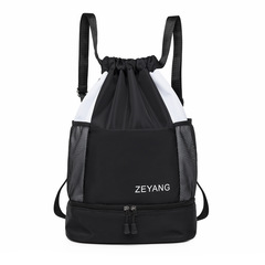 男女同款束口抽繩雙肩包時尚撞色旅行包戶外運動帶鞋倉款籃球包