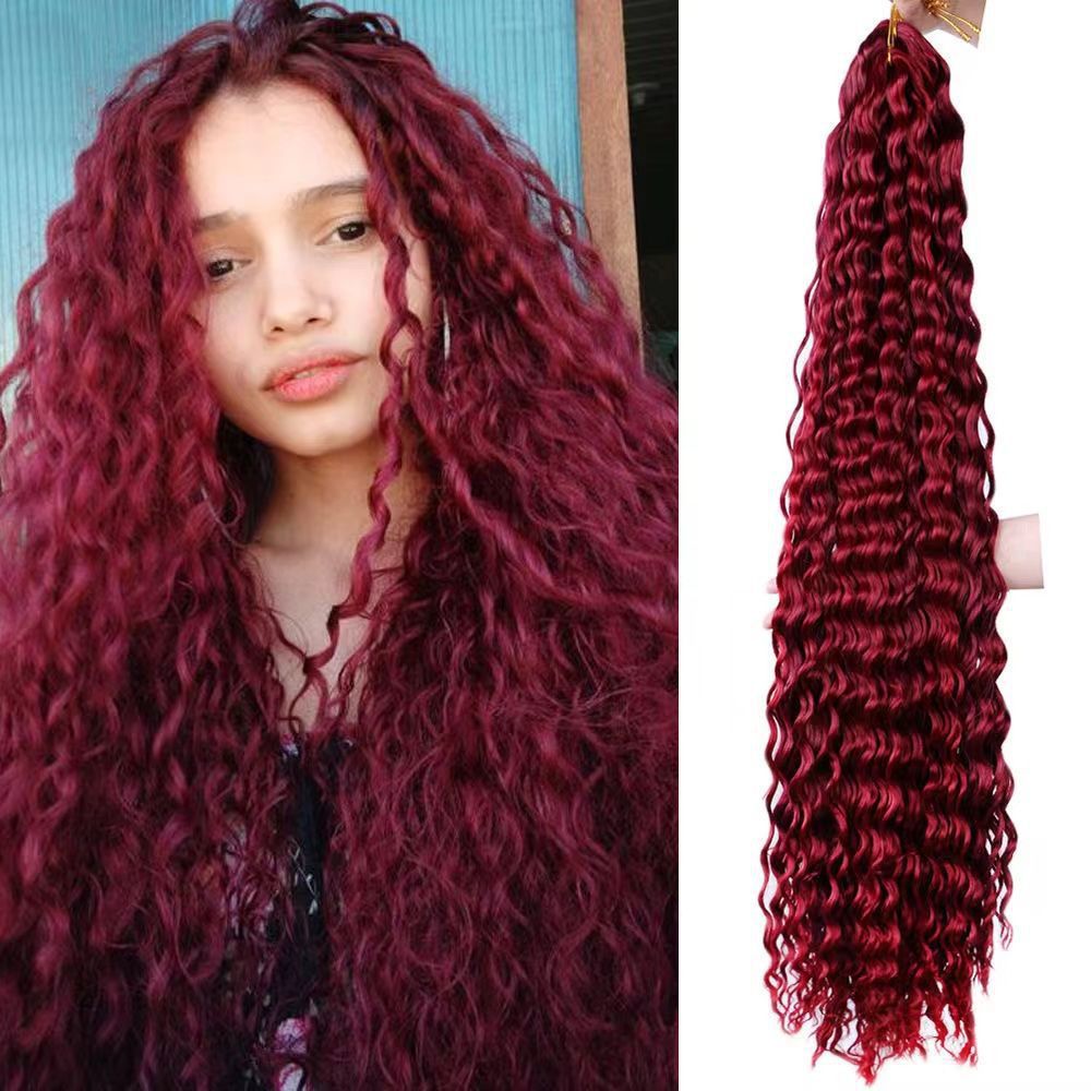 30 pulgadas onda profunda a granel pelo de fibra química peluca trenzado color trenza crochet pelo image 2