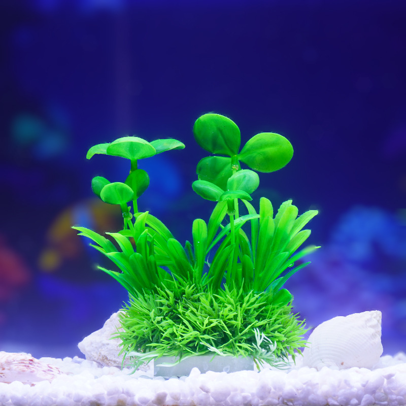 Pecera paisajismo plástico hierba de agua hierba falsa planta de simulación de decoración hierba pequeña escena de agua pequeña decoración suministros de acuario al por mayor