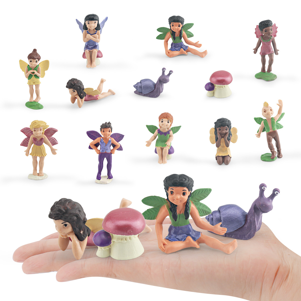 Amazon simulación mito personaje mini flor modelo de hadas elfo muñeca decoración estática juguete