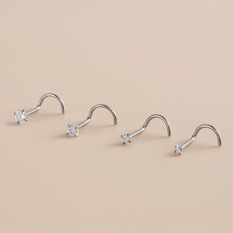 2 PZ G23 Puntura S Rod F136 Titanio Intarsiato Zircone Naso Stud Gioielli di moda_voghion.com