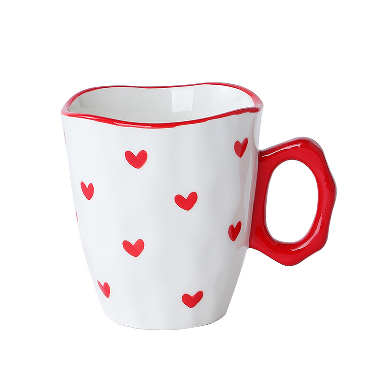 Inswind mano pequeña fresca flor cerámica pintada a mano creativa mano regalo taza de marca esmaltada taza de café de color leche