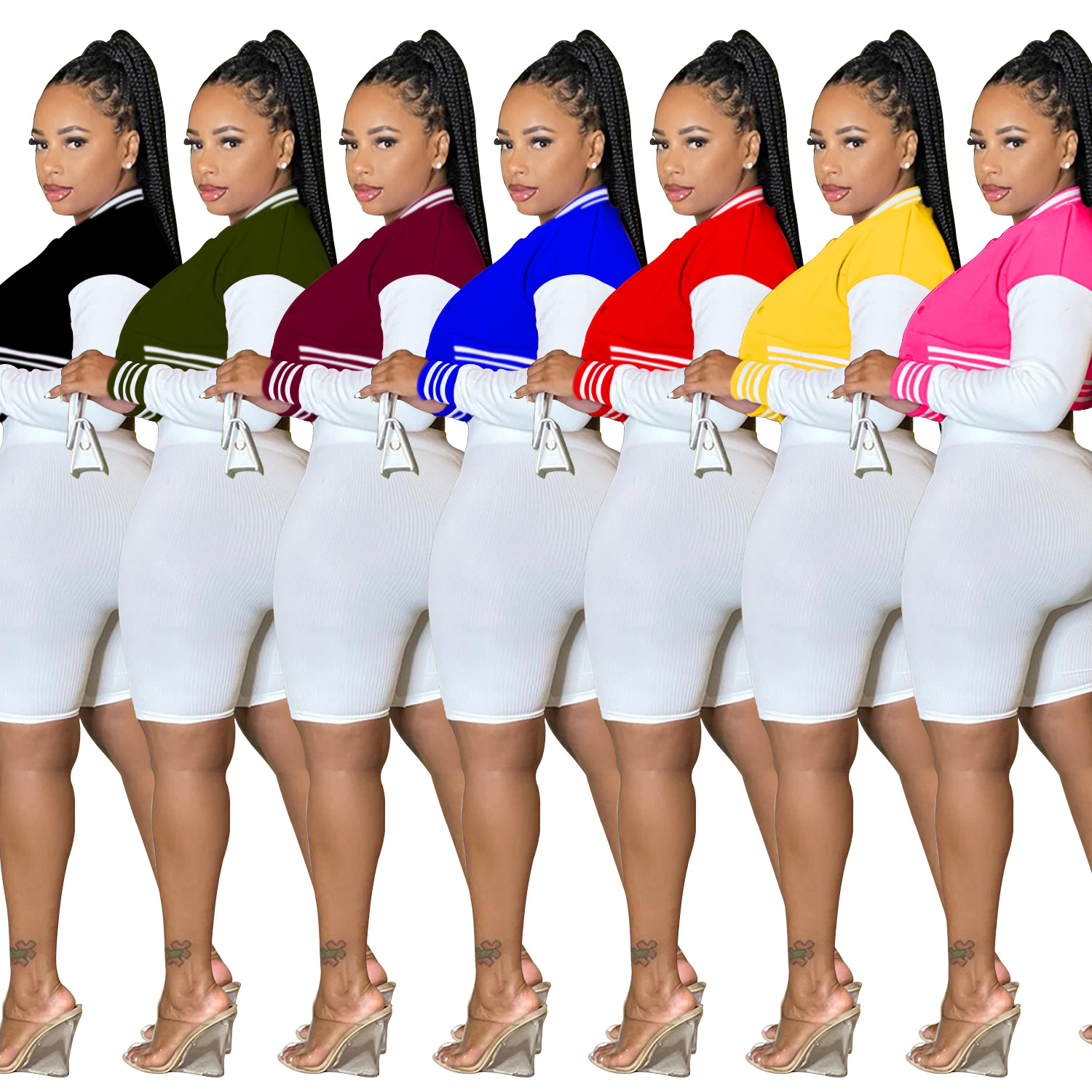 X6001 transfronterizo AliExpress Amazon europeo y americano moda mujer manga larga ombligo abrigo forro pantalones traje de tres piezas