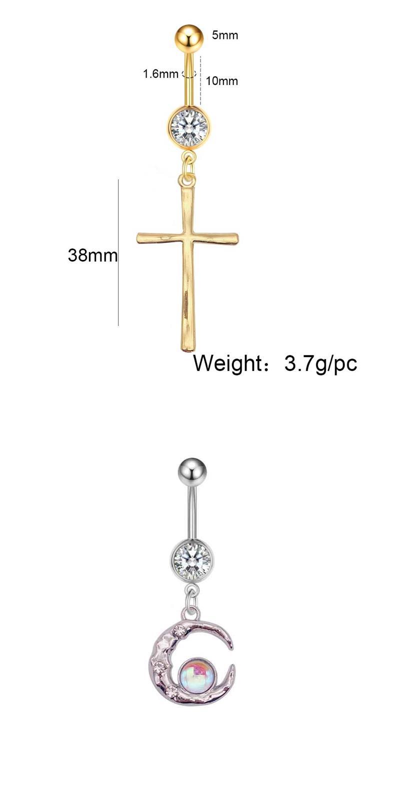 European And American Cross-Border Stainless Steel Colorful Bowknot Cross Belly Button Ring Body Piercing Jewelry_voghion.com