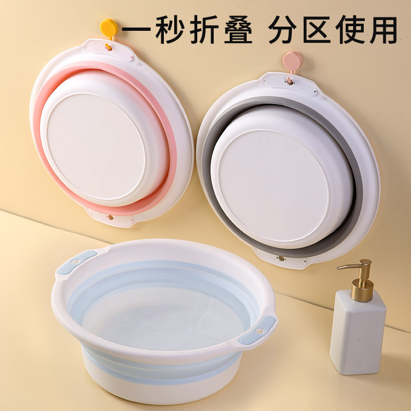 Lavabo plegable Lavado doméstico Lavado grande Lavabo plegable dormitorio de estudiantes Lavabo de plástico comprimido portátil