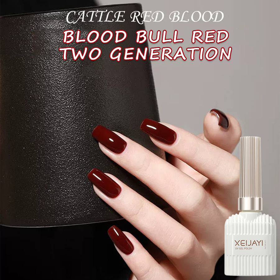 Autumn and Winter 2023 new cow red nail polish glue Net red nail blood glue gem red White Transparent Red phototherapy glue