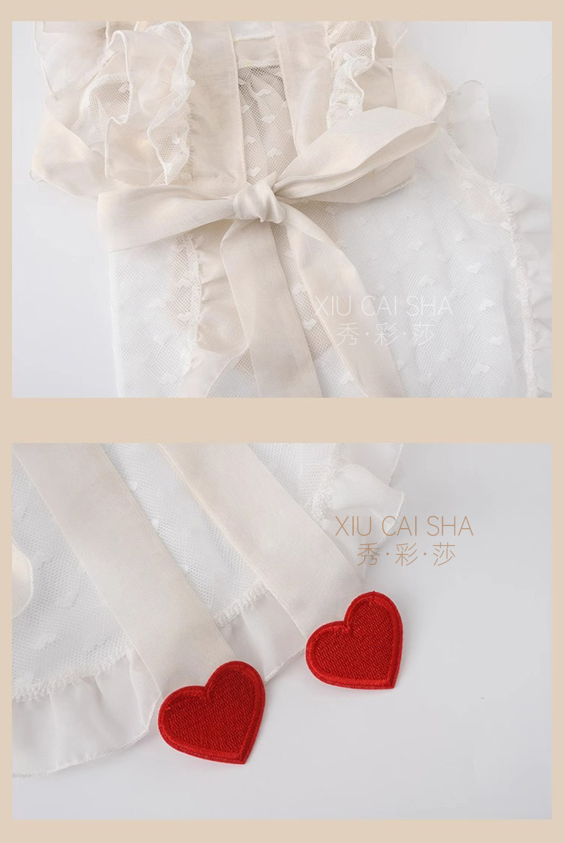 Maid Roleplay Lingerie Set with Apron, Thong, Headpiece, Bracelet and White Stockings — detail image 25