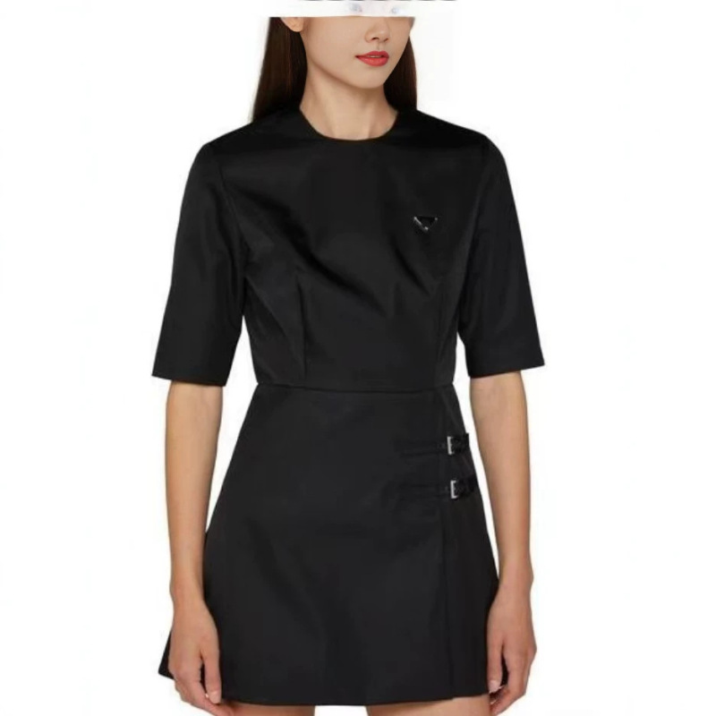 Nanyou Prada High-End Version Short-Sleeve Dress for Women, Round Neck Short-Sleeve Loose Dress Nanyou Prada High-End Version Short-Sleeve Dress for Women, Round Neck Short-Sleeve Loose Dress