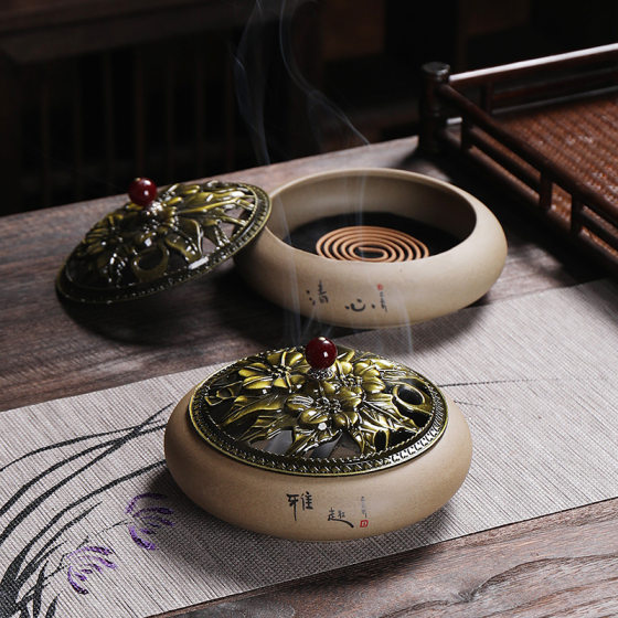 A generation of hair large purple sand mosquito burner creative ceramic multi-wire incense cone incense holder sandalwood burner a variety of optional