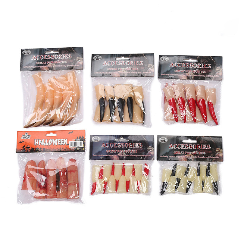 Halloween Uñas de bruja accesorios Uñas Zombie Fundas para dedos falsas Uñas de bruja Uñas de fantasmas Fundas para dedos al por mayor