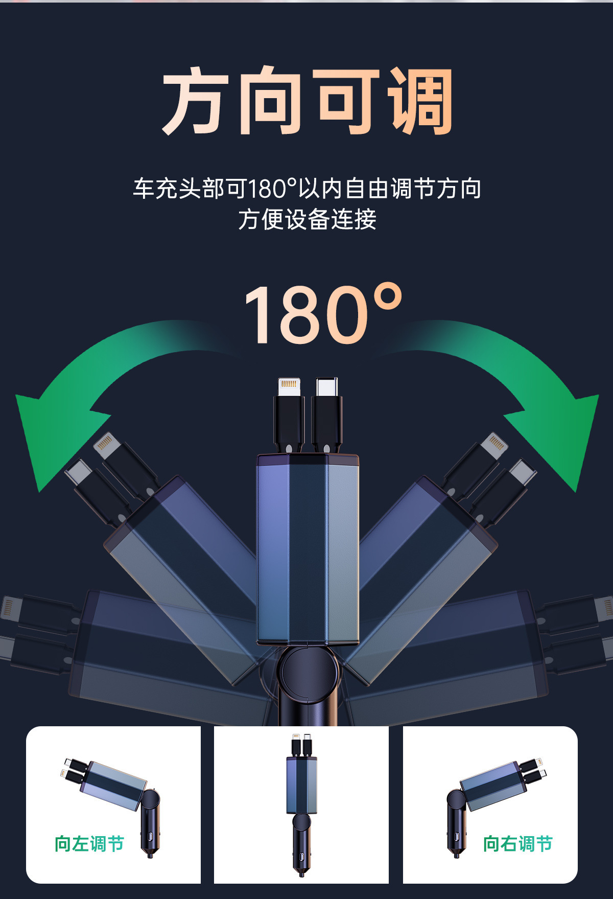 Car Charger with Retractable Cable, Customized Car Charger for Mobile Phones, Super Fast Charging, Oem Processing by Manufacturer