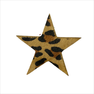 五角星豹纹皮标皮牌服装辅料10cm皮革商标手袋衣帽配件