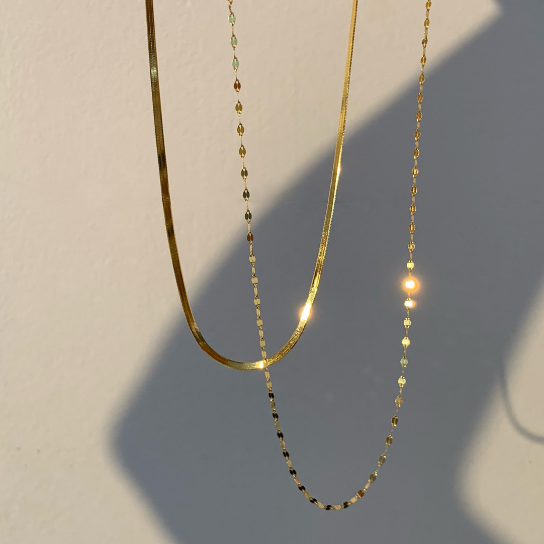 Double Layer Necklaces Classification 304 Stainless Steel Chain Material Wholesale Jewelry Casual Simple Style Solid Color Titanium Steel Double Layer Necklaces