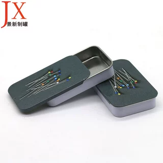 厂家定制回形针扣针珠针推拉盒 长方形金属包装盒马口铁滑盖铁盒