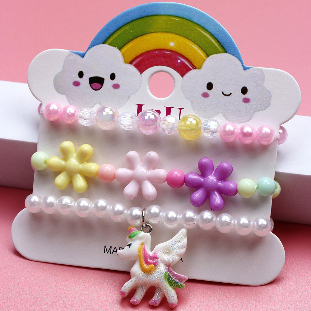 Cute Unicorn Flower Plastic No Inlaid Bracelets