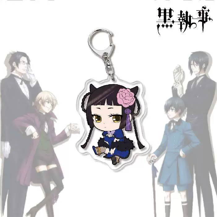 Акриловый брелок-аниме (Black Butler) Себастьян двусторонний 6 см чиби подвеска