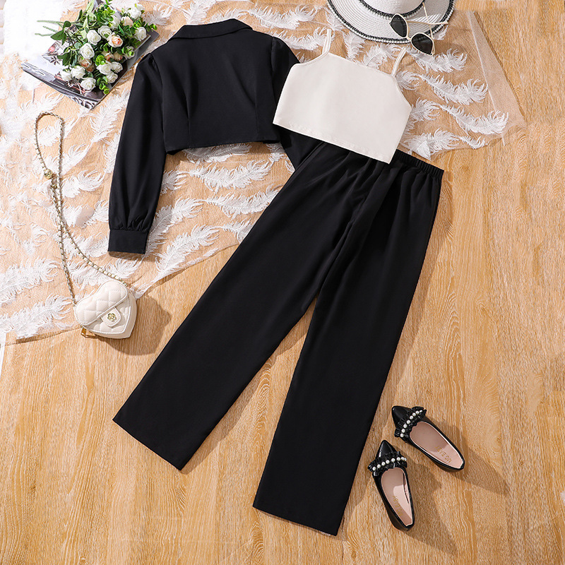 Girls Two-piece Jumpsuit And Jacket Set For Autumn_voghion.com