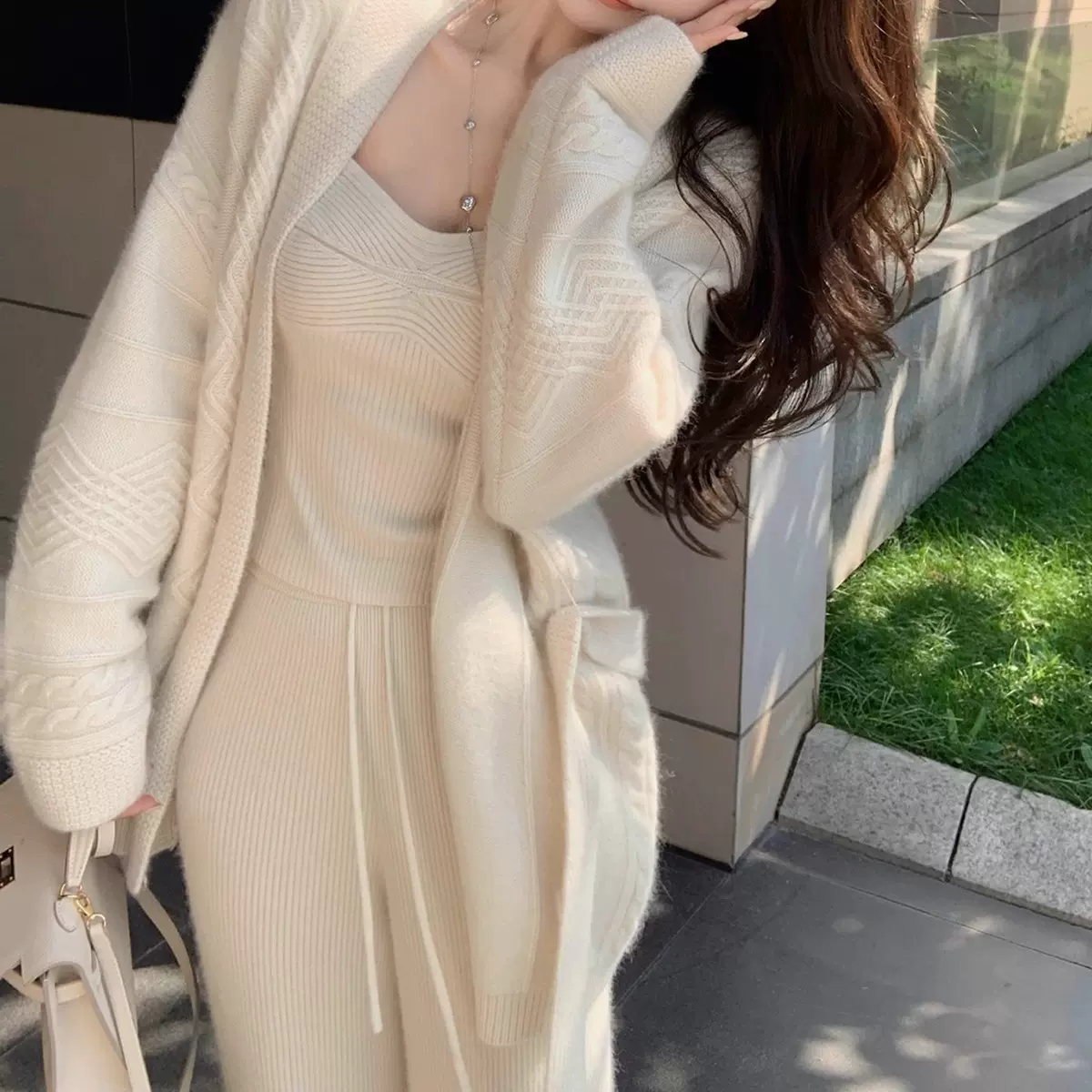 绒云暖织 羊绒兔毛羊毛纱 实穿编花开衫针织系列