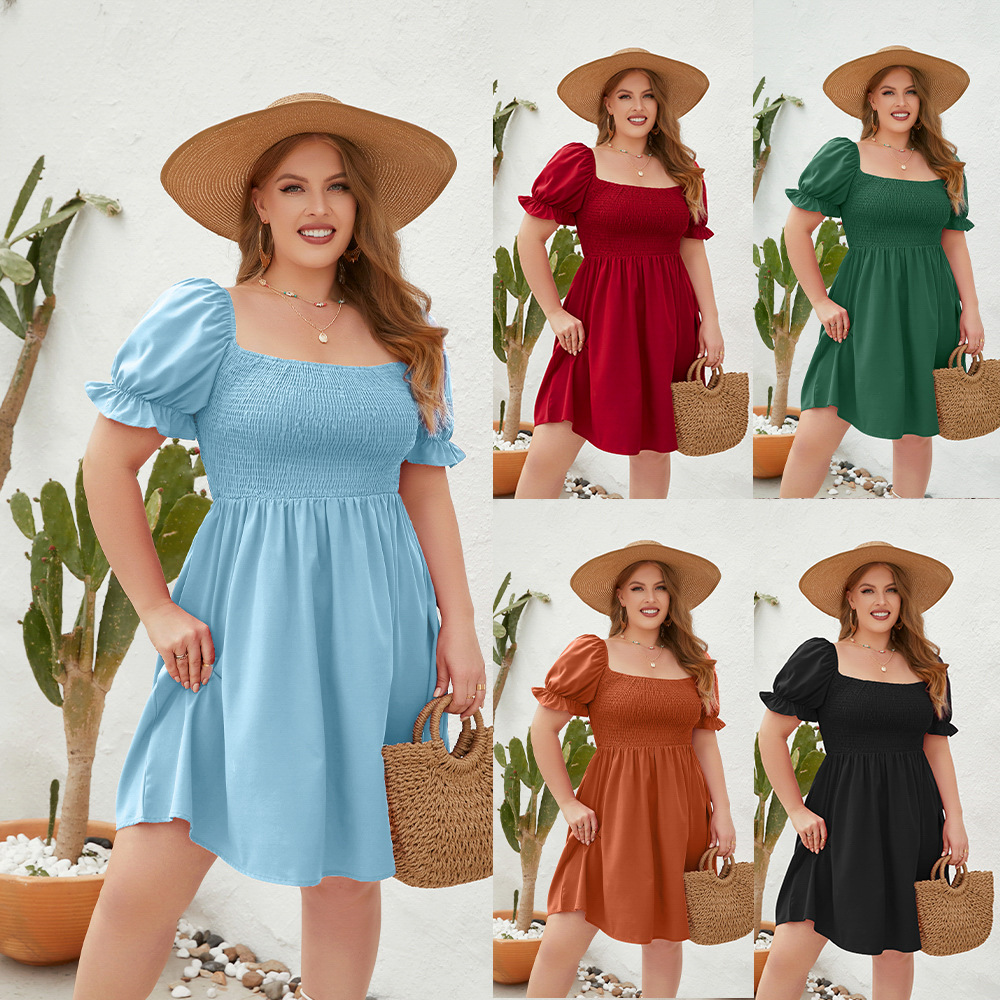 Rochie de damă cu mânecă lungă și evazată, cu guler pătrat și evazat, stil de călătorie_voghion.com